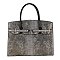 Exceptional Crocodile Padlock Two-Tone Satchel