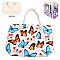 Butterfly Print Canvas Rope Handle Shopper Tote