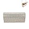 Rhinestone Covered Fabric Evening Clutch Purse with Chain Strap