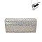 Rhinestone Covered Fabric Evening Clutch Purse with Chain Strap