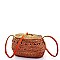 CUTE NATURAL STRAW WOVEN BUCKET CROSSBODY BAG