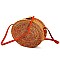 OVAL NATURAL FIBER WOVEN CROSSBODY BAG