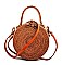 ROUND NATURAL FIBER WOVEN CROSSBODY BAG