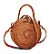 ROUND NATURAL FIBER WOVEN CROSSBODY BAG