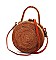 ROUND NATURAL FIBER WOVEN CROSSBODY BAG