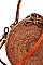 ROUND NATURAL FIBER WOVEN CROSSBODY BAG