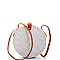 DESIGNER FASHION CIRCLE NATURAL WOVEN CROSSBODY BAG