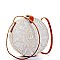 DESIGNER FASHION CIRCLE NATURAL WOVEN CROSSBODY BAG