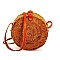 CHIC NATURAL FIBER WOVEN ROUND SHOULDER BAG