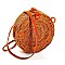 CHIC NATURAL FIBER WOVEN ROUND SHOULDER BAG