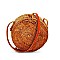 STYLISH NATURAL FIBER WOVEN ROUND SHOULDER BAG