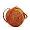 STYLISH NATURAL FIBER WOVEN ROUND SHOULDER BAG