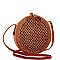 TRENDY CIRCLE NATURAL FIBER WOVEN CROSSBODY BAG