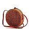 TRENDY CIRCLE NATURAL FIBER WOVEN CROSSBODY BAG