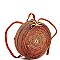 TRENDY NATURAL FIBER WOVEN ROUND BACKPACK