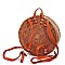 TRENDY NATURAL FIBER WOVEN ROUND BACKPACK