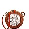 DESIGNER SEA SHELL NATURAL WOVEN CIRCLE CROSSBODY BAG