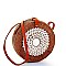 DESIGNER SEA SHELL NATURAL WOVEN CIRCLE CROSSBODY BAG