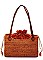 DESIGNER NATURAL FIBER WOVEN RECTANGLE TOTE BAG