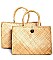 2IN1 TRENDY NATURAL WOVEN TOTE SET