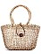 FASHION NATURAL FIBER WOVEN SHOPPER BAG