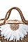 HOT TRENDY NATURAL FIBER WOVEN FLOWER SHOPPER BAG