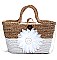 TWO TONE NATURAL FIBER WOVEN CHIC SHOPPER