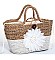 TWO TONE NATURAL FIBER WOVEN CHIC SHOPPER