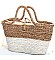 TWO TONE NATURAL FIBER WOVEN CHIC SHOPPER