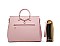 2 IN 1 FAUX LEATHER SOFT PLAID DESIGN TOTE BAG SET