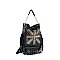 Studded Union Jack Design Fringed Hobo Handbag