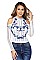 Pack of 6 Pieces Stylish Bead Rhinestone Bear Pattern Shoulder Crop Long Sleeves Top BJBCT7705