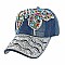 Butterfly Silver Trim Rhinestone Fashion Denim Cap MEZ907S