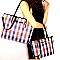 Multi-Color Checker Print Bow Accent Twin Tote SET MH-BG7002
