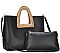 2IN1 STYLISH OVAL HANDLE SMOOTH TOTE BAG WITH MINI BAG SET