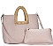 2IN1 STYLISH OVAL HANDLE SMOOTH TOTE BAG WITH MINI BAG SET