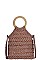 STRING WOVEN SHOULDER TOTE BAG WITH WOODEN BANGLE HANDLE