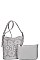 2IN1 LASER CUT ABSTRACT PATTERN SHOULDER BAG