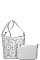 2IN1 LASER CUT ABSTRACT PATTERN SHOULDER BAG