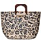 NATURAL WOVEN WILD FLOWER PRINT SATCHEL