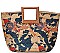 ARTSY FLOWER PRINT NATURAL WOVEN SATCHEL BAG