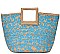 ARTSY FLOWER PRINT NATURAL WOVEN SATCHEL BAG