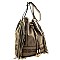 Leather Fringe Side Drawstring Messenger