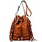 Leather Fringe Side Drawstring Messenger