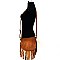 Braided Accent Leather Fringed Round Flap Top Messenger