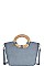 NATURAL WOVEN HANDLE SATCHEL WITH LONG STRAP