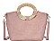 NATURAL WOVEN HANDLE SATCHEL WITH LONG STRAP