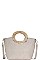 NATURAL WOVEN HANDLE SATCHEL WITH LONG STRAP