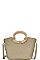 NATURAL WOVEN HANDLE SATCHEL WITH LONG STRAP