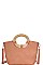 NATURAL WOVEN HANDLE SATCHEL WITH LONG STRAP